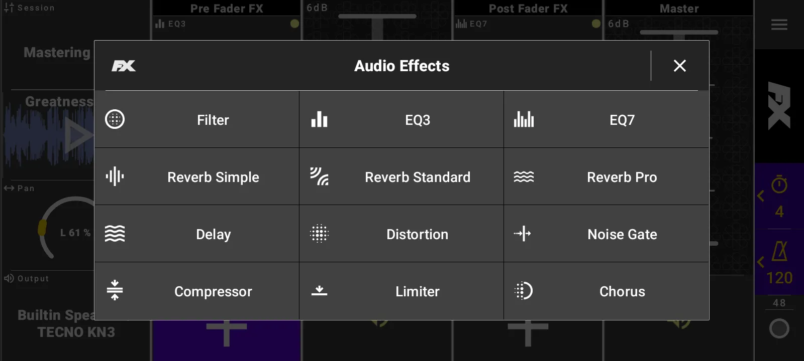 Audio effects picker