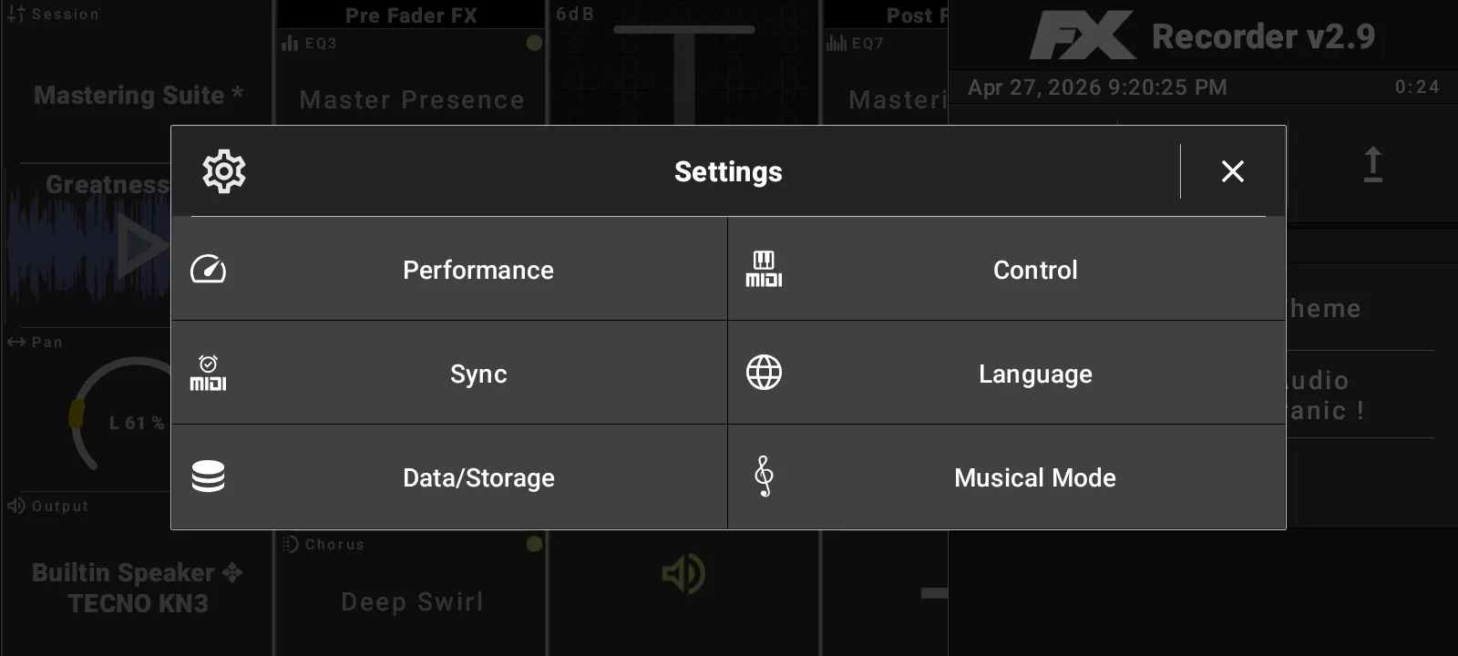 Settings dialog